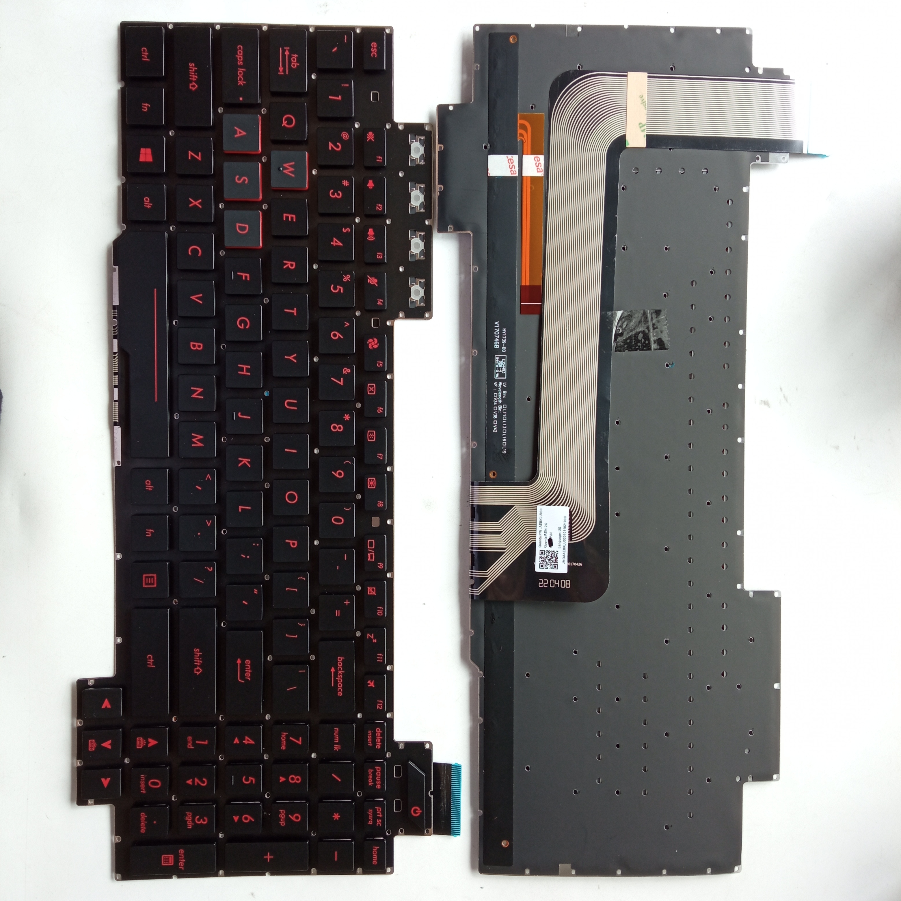 Picture of New Replacement Laptop Keyboard For ASUS FX63/FX503/FX503VD BLACK Backlit,Red Printing (OEM) US Layout